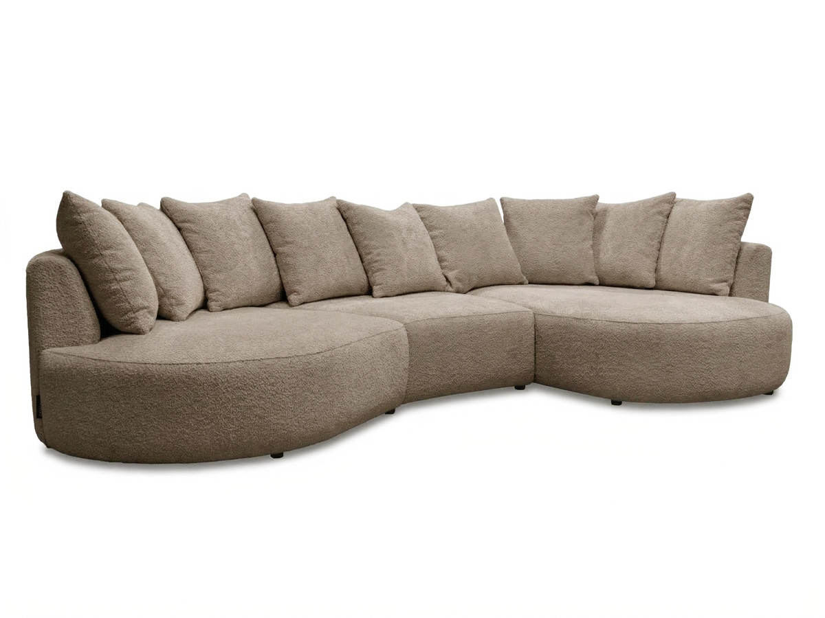 Bobochic Calypso Ecksofa Bouclé-Stoff Taupe Ecke rechts