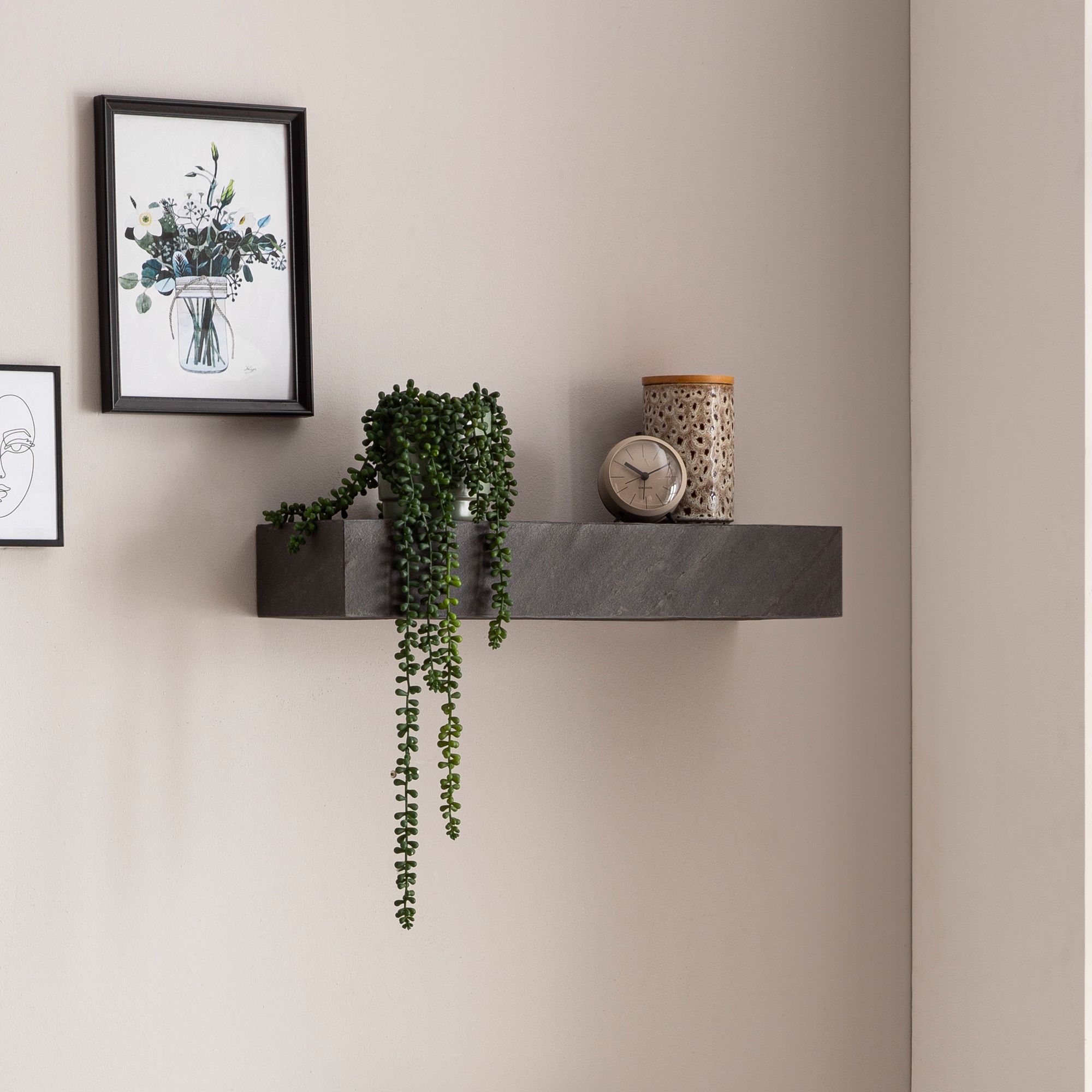 Wandregal Bodo Mango Massivholz Grau Breite 60 cm