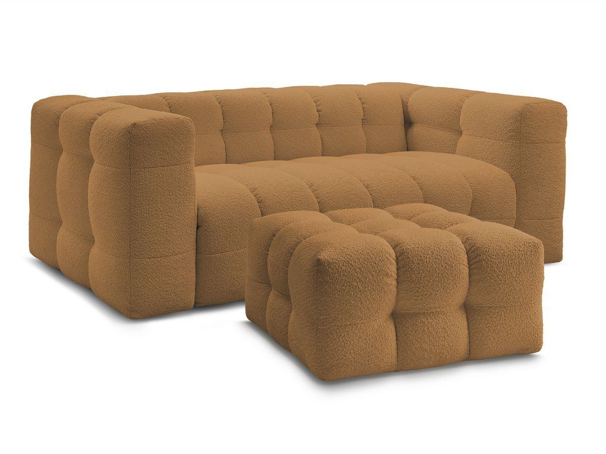 Bobochic Cloud Schlafsofa 3-Sitzer mit Pouf Bouclé-Stoff Gelb