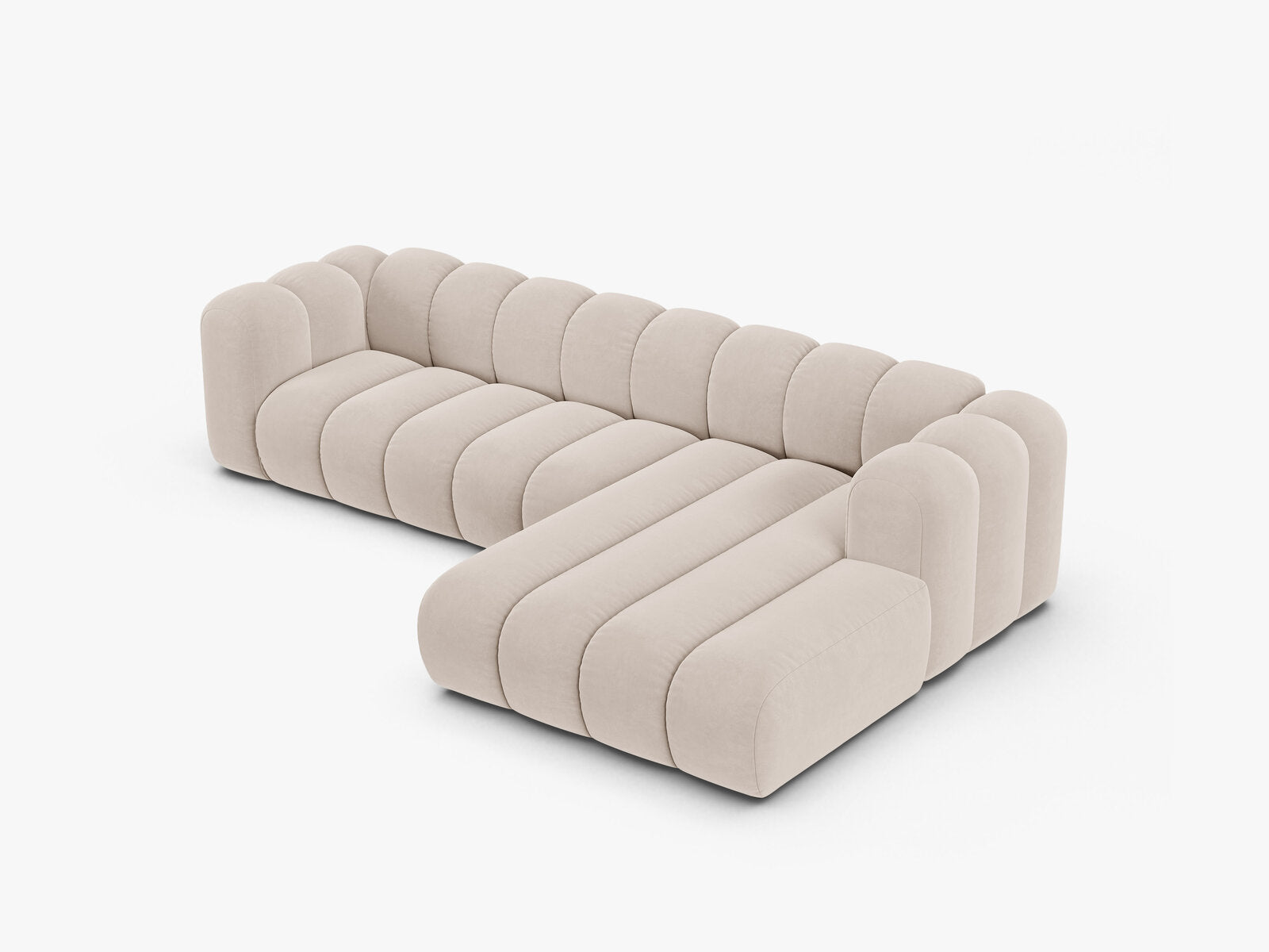Micadoni Modulares Ecksofa Lupine 4-Sitzer Samt Venus Helles Beige Rechts