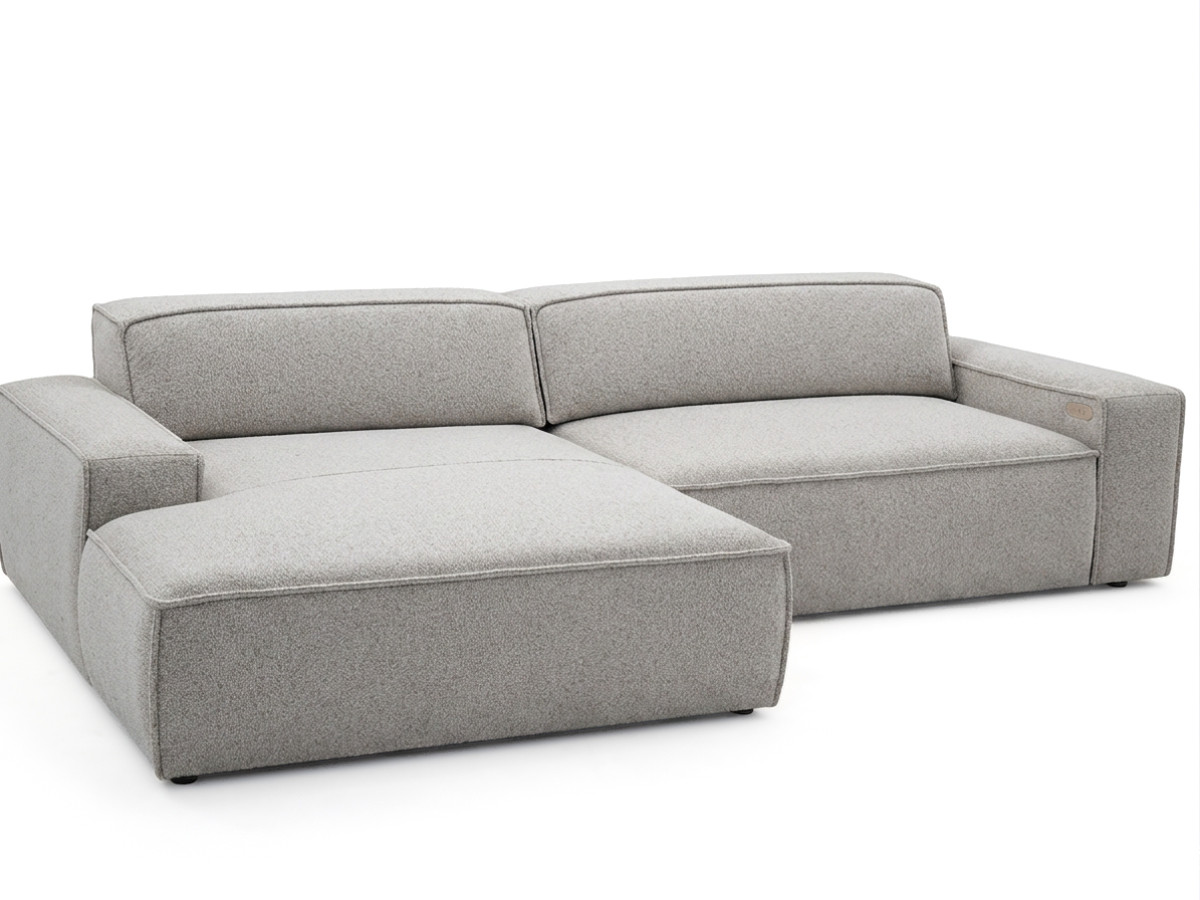 Bobochic Abel Ecksofa mit Schlaffunktion Melange-Stoff Grau Ecke links