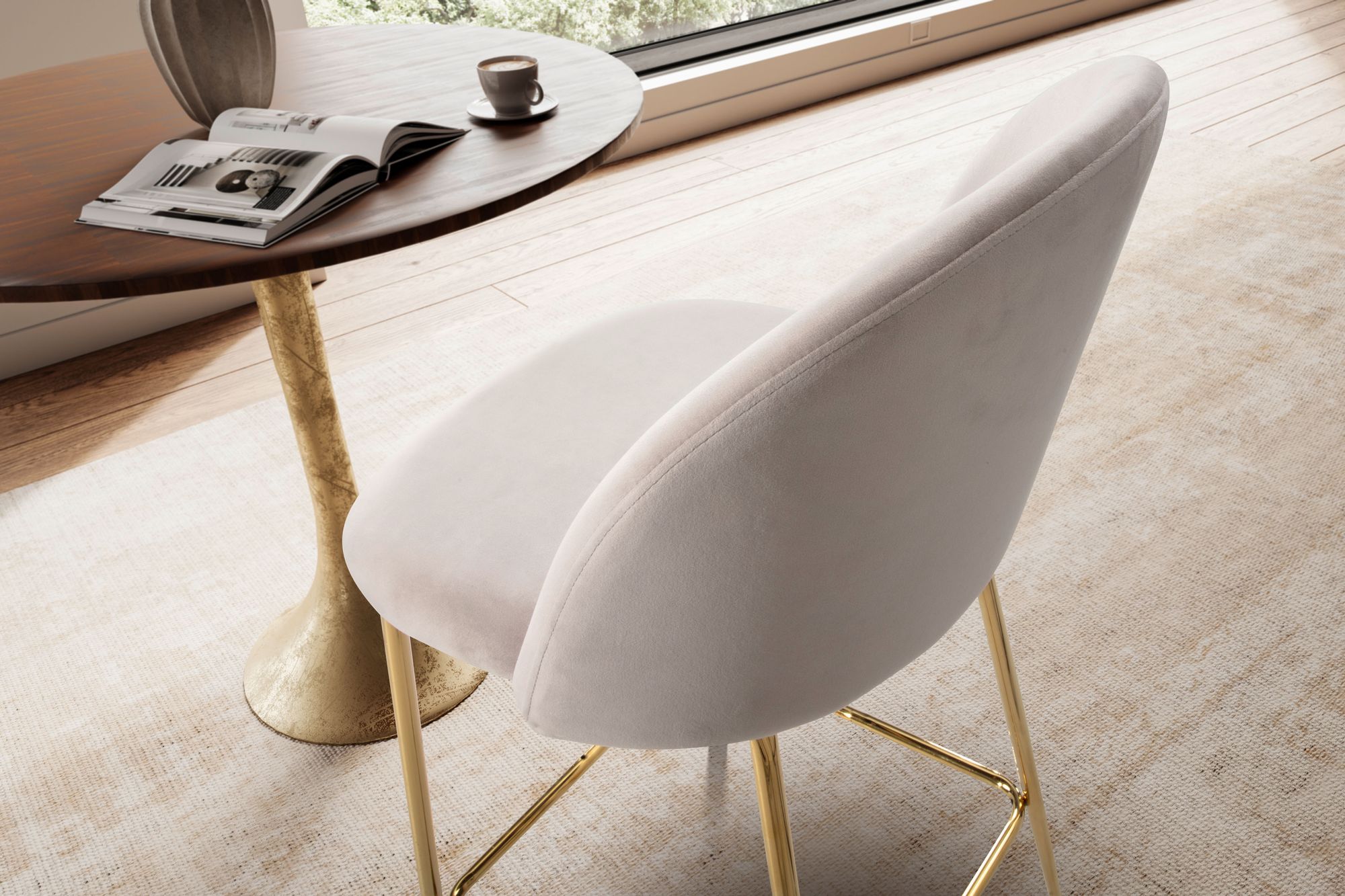Barhocker Fraena Samt Beige 50 × 50 × 102 cm