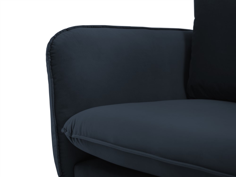 Cosmopolitan Design Sofa Vienna 3-Sitzer Samt Bluvel Dunkelblau Beine Gold