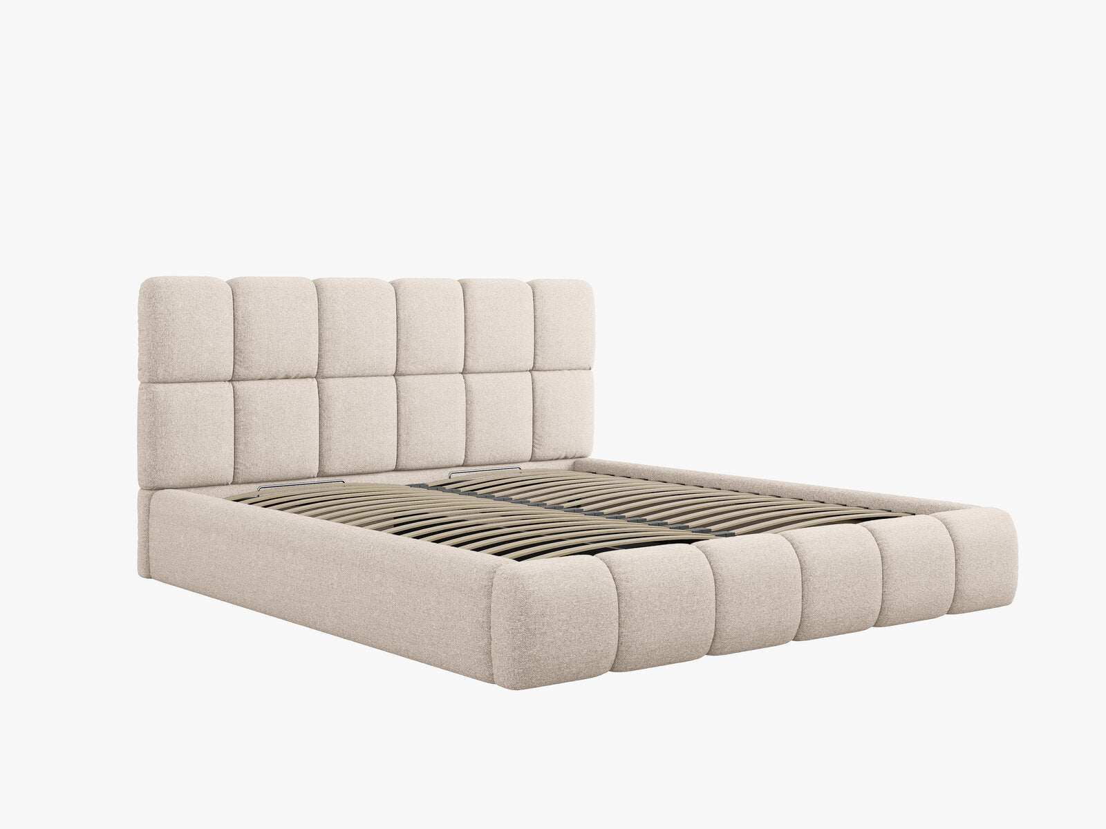 Micadoni Stauraumbett mit Kopfteil Bellis Chenille Haga Beige