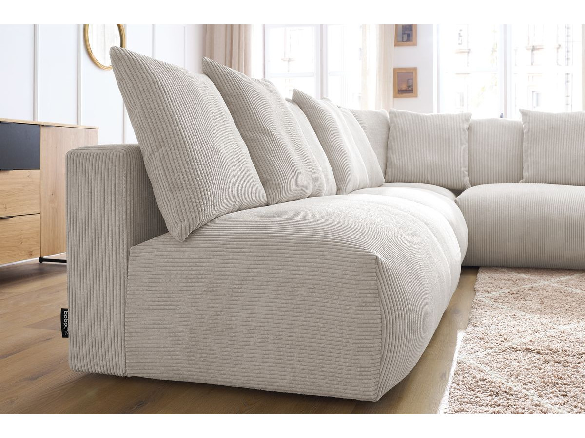 Bobochic Voltaire Ecksofa 322 × 268 cm Cordsamt Beige Ecke rechts