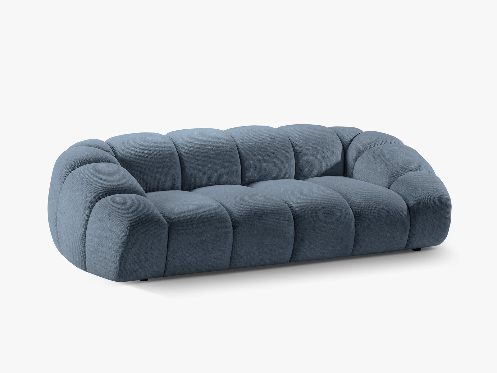 Micadoni Sofa Diana 3-Sitzer Strukturierter Samt Bubble Jeansblau