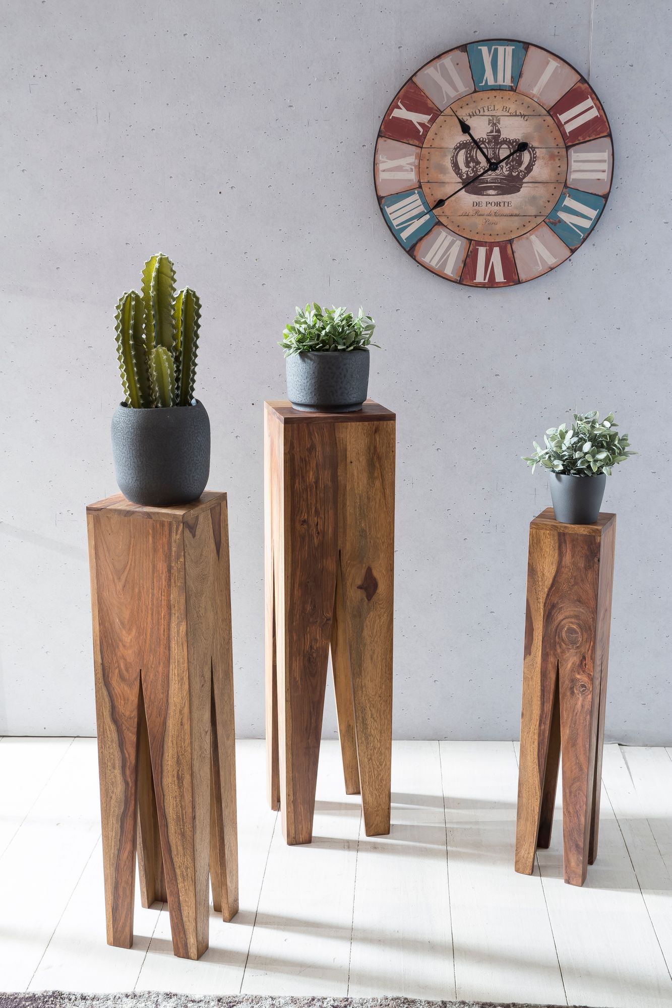 Satztisch 3er-Set Vardal Massivholz Dunkelbraun 25 × 25 × 100 cm