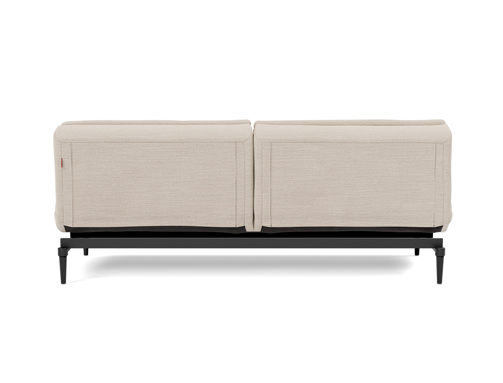Schlafsofa Dublexo Webstoff Blida 612-Sand-Grey Beine Styletto Eiche schwarz
