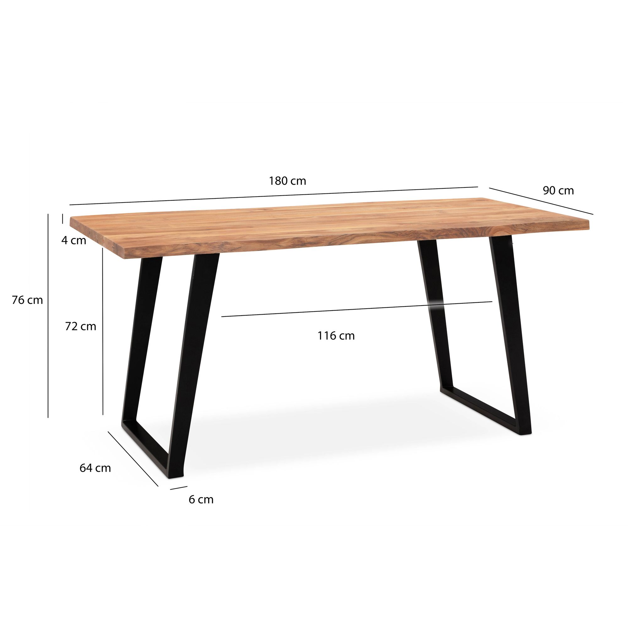 Baumkantentisch Landvik Akazie Massivholz 180 × 90 × 76 cm