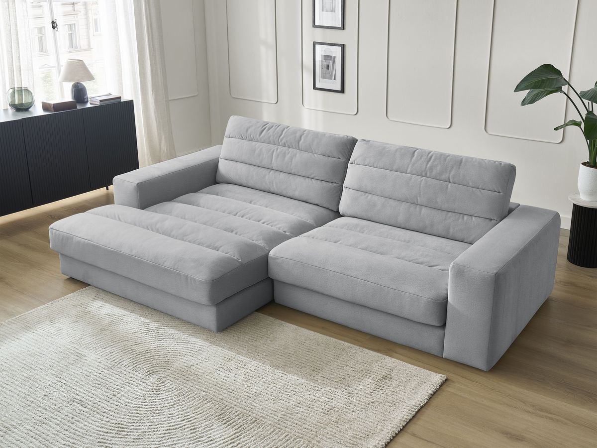 Bobochic Sierra Ecksofa Samt Hellgrau Ecke links
