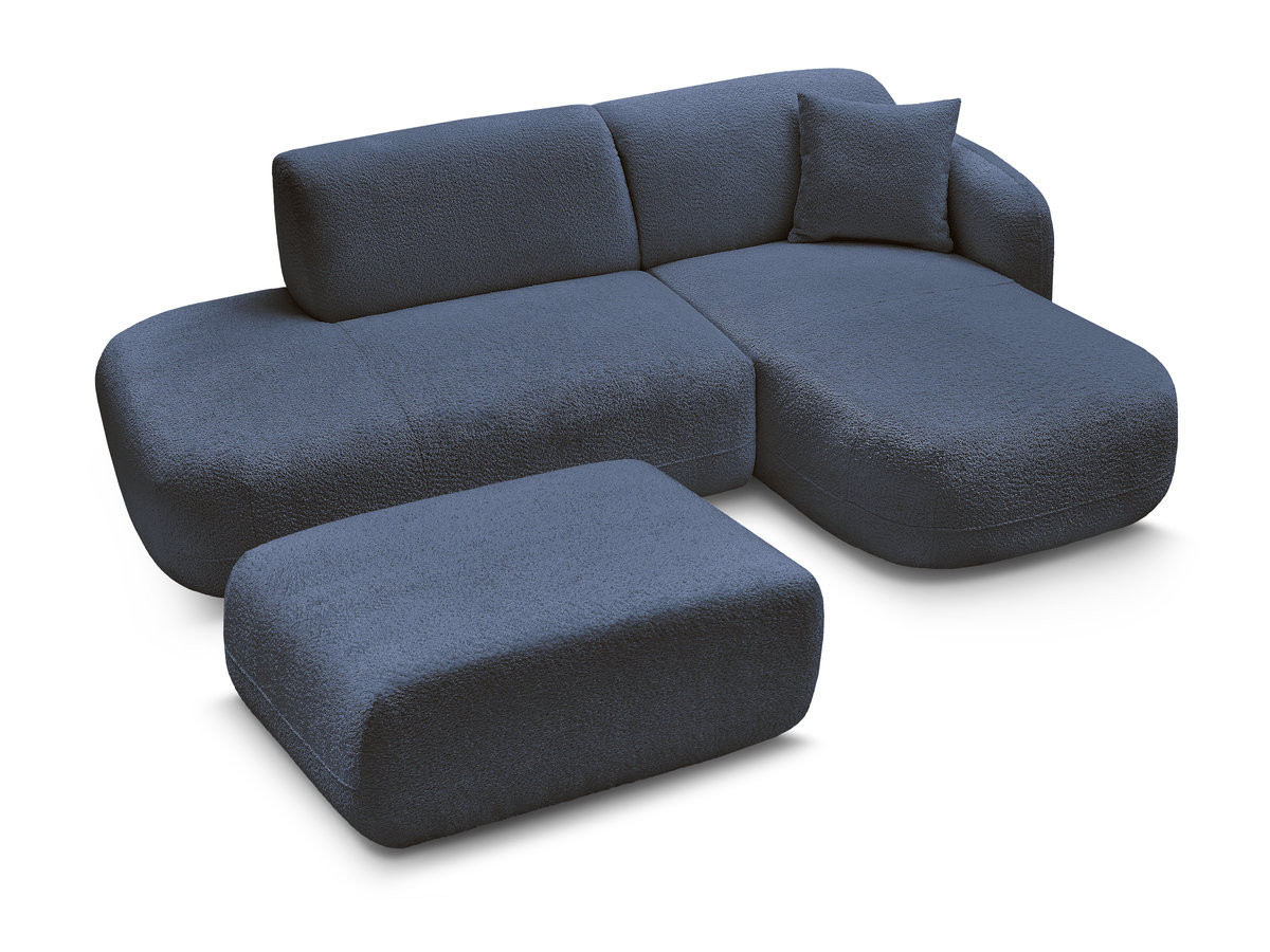 Bobochic Anda Ecksofa mit Pouf 241 × 163 cm Chenille Dunkelblau Ecke rechts
