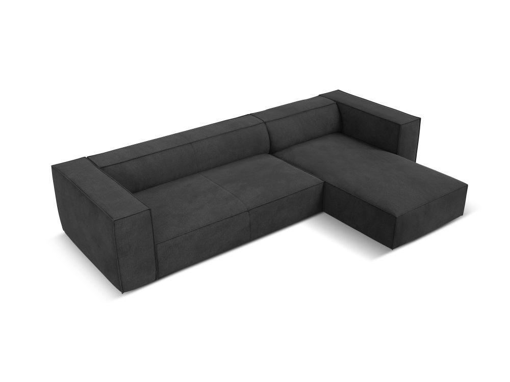 Cosmopolitan Design Ecksofa Turin 5-Sitzer Strukturierter Stoff Rosario Dunkelgrau Melange Rechts