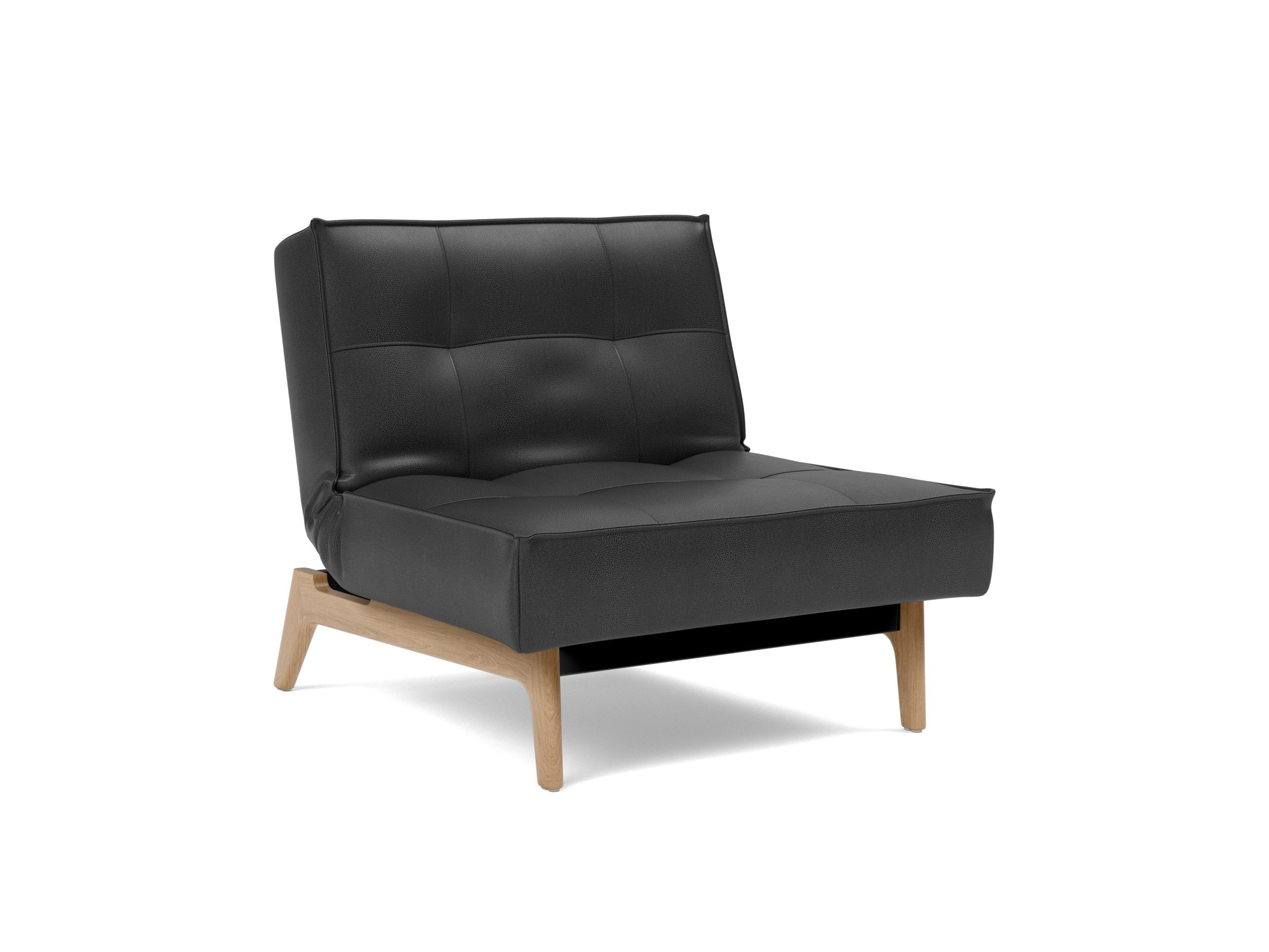 Sessel Splitback Lederoptik Faunal 550-Black Beine Eiche
