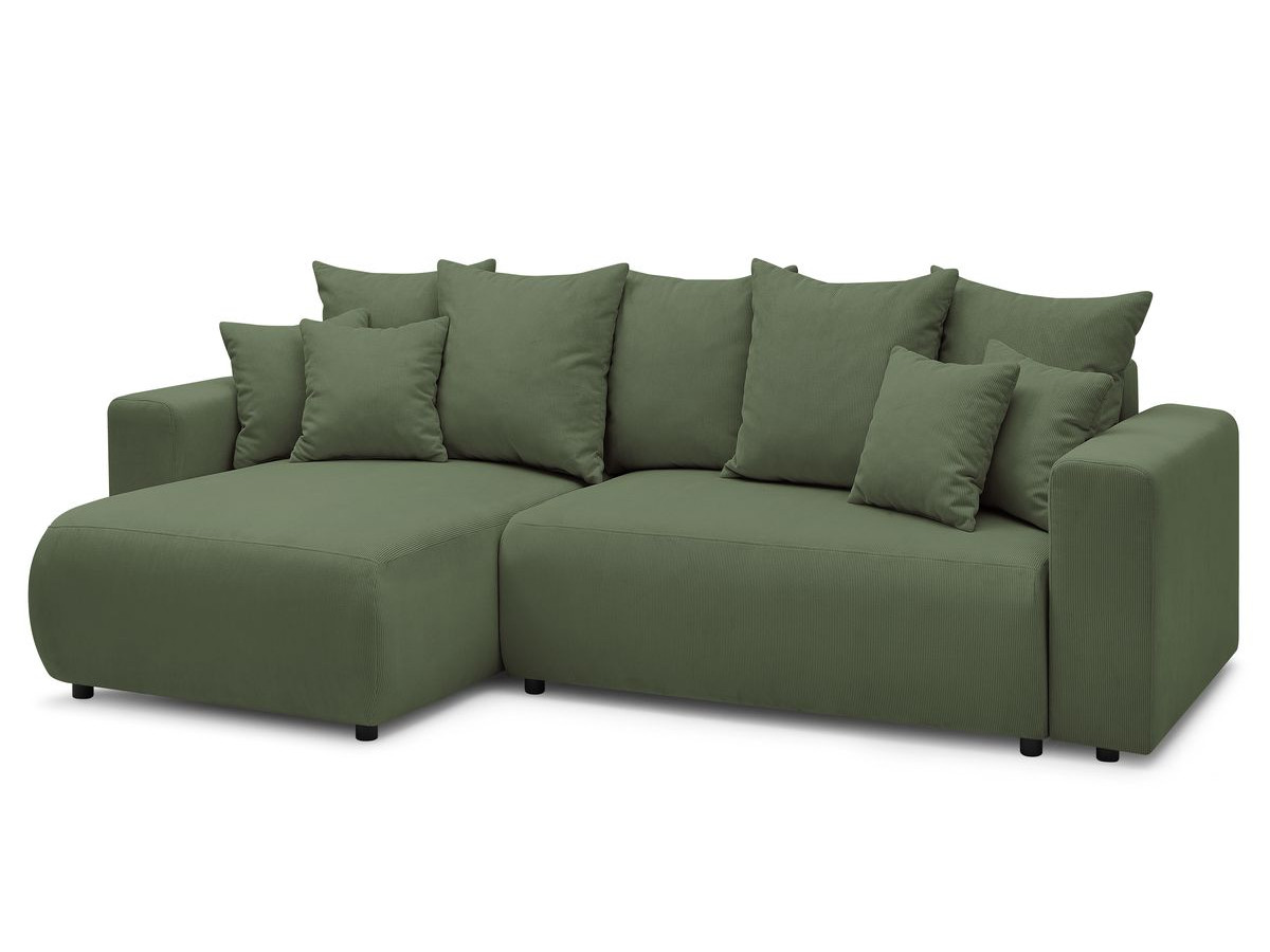 Bobochic Envy Ecksofa mit Schlaffunktion und Bettkasten und Pouf