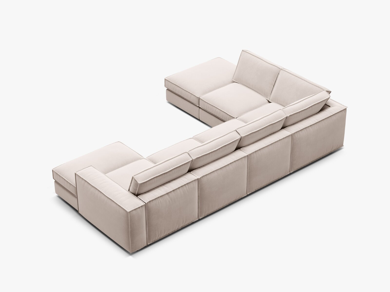 Micadoni modulares Panorama Ecksofa Pola 5-Sitzer Links Samt Salvador Beige