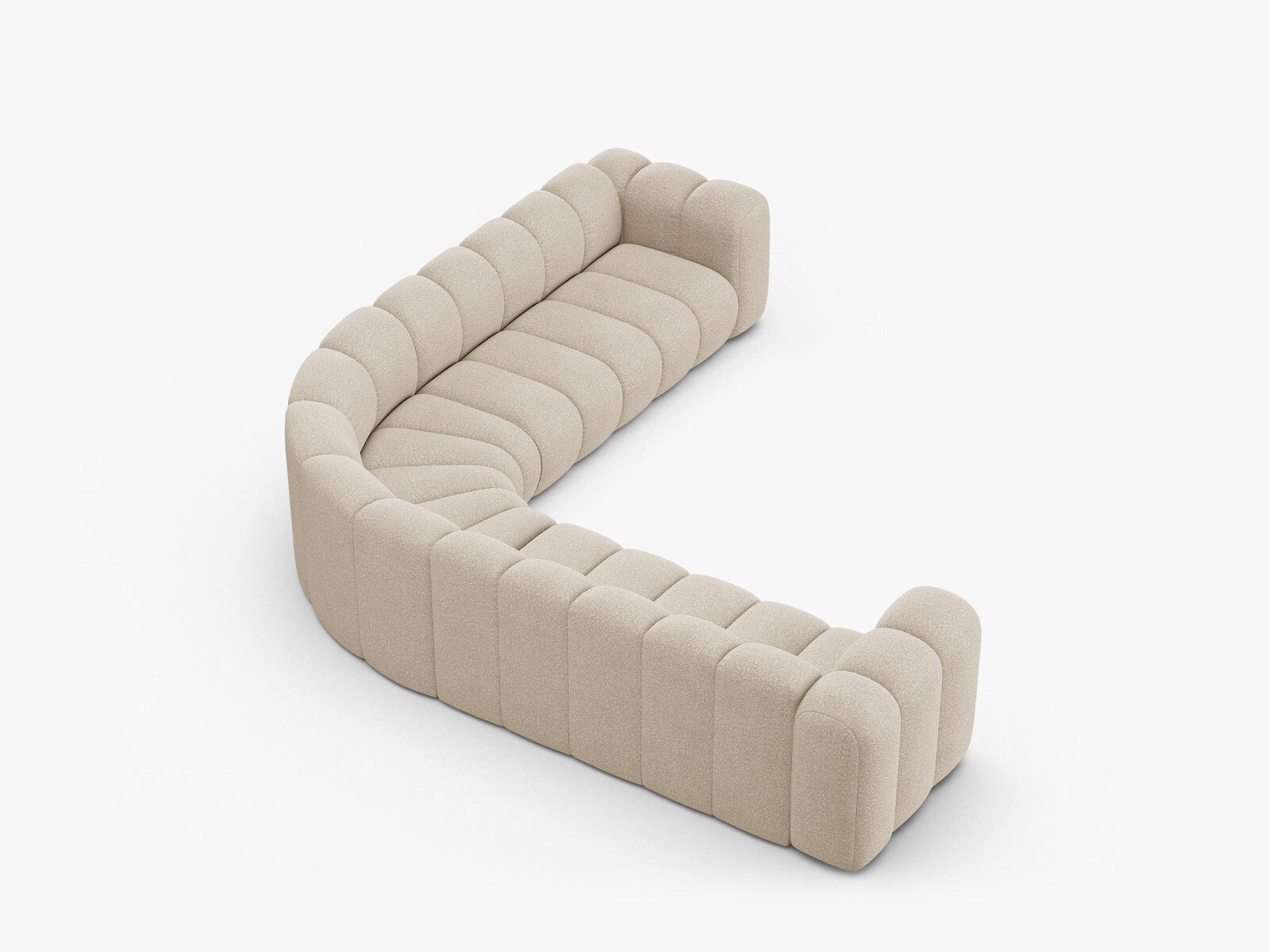 Micadoni symmetrisches Ecksofa Lupine 5-Sitzer Boucle Baloo Beige