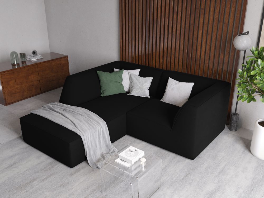 Cosmopolitan Design Ecksofa Siena 3-Sitzer Samt Salvador Schwarz Links