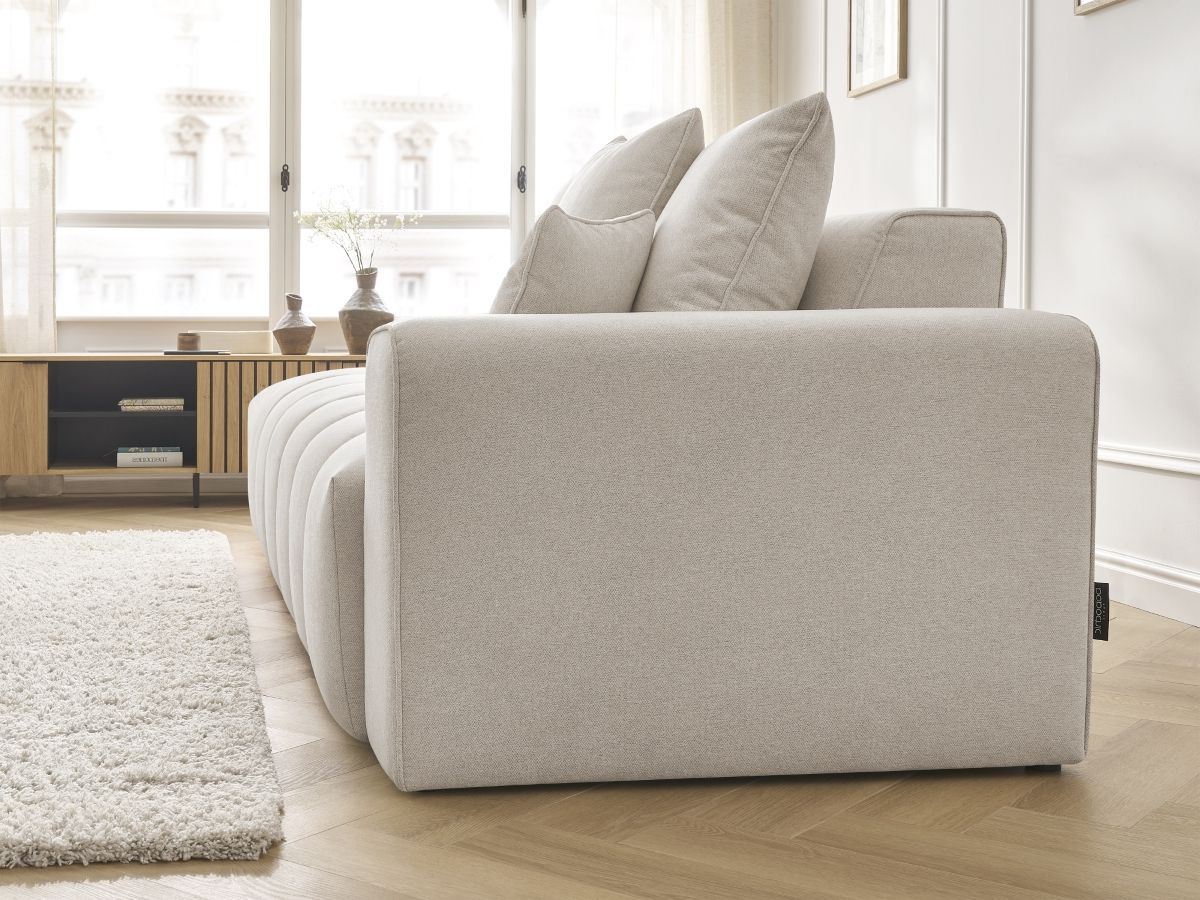 Bobochic Mont-blanc Sofa 4-Sitzer Melange-Stoff Beige Armlehne rechts