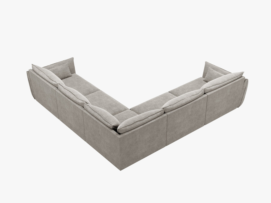 Micadoni Ecksofa Kaelle 7-Sitzer Chenille Over The Horizon Hellgrau