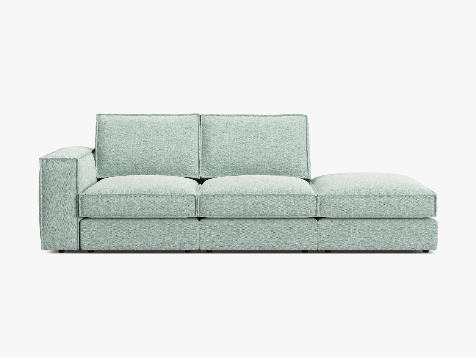 Micadoni modulares offenes Sofa Pola 3-Sitzer Rechts Strukturierter Stoff Babel Minze