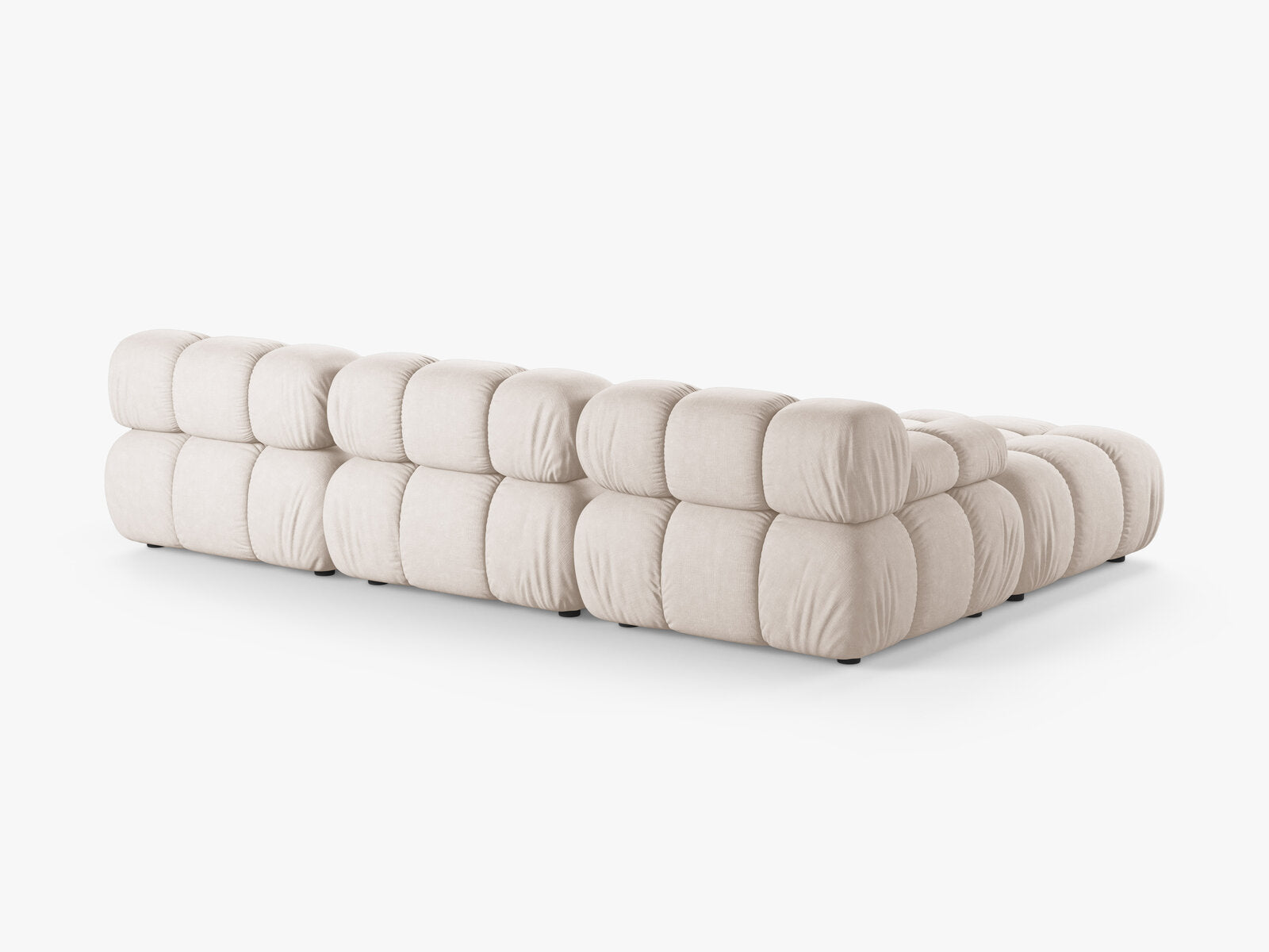 Micadoni Modulares Sofa Bellis 4-Sitzer mit flachem Modul Strukturierter Stoff Liberty Beige