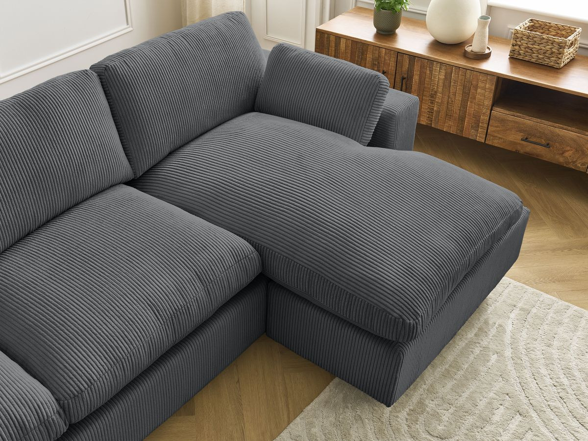 Bobochic Belair Ecksofa 280 × 139 cm Cordsamt Dunkelgrau