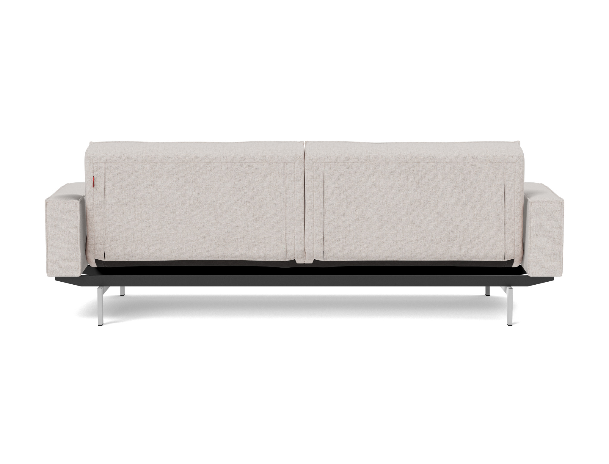 Schlafsofa Splitback mit Armlehnen Strukturierter Stoff Weda 300-Weda-Sand Beine Chrom