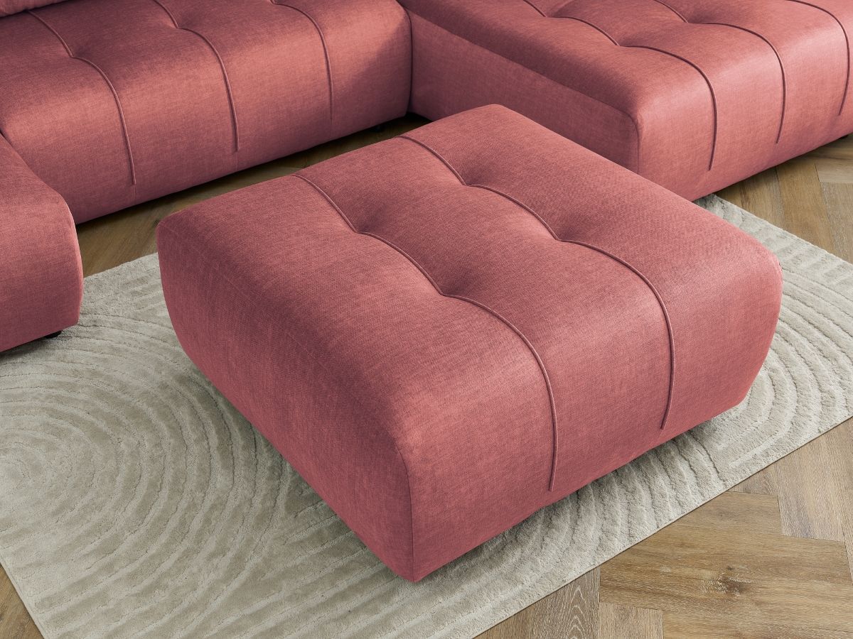 Bobochic Arsene Wohnlandschaft mit Pouf Samt Orange Ecke links