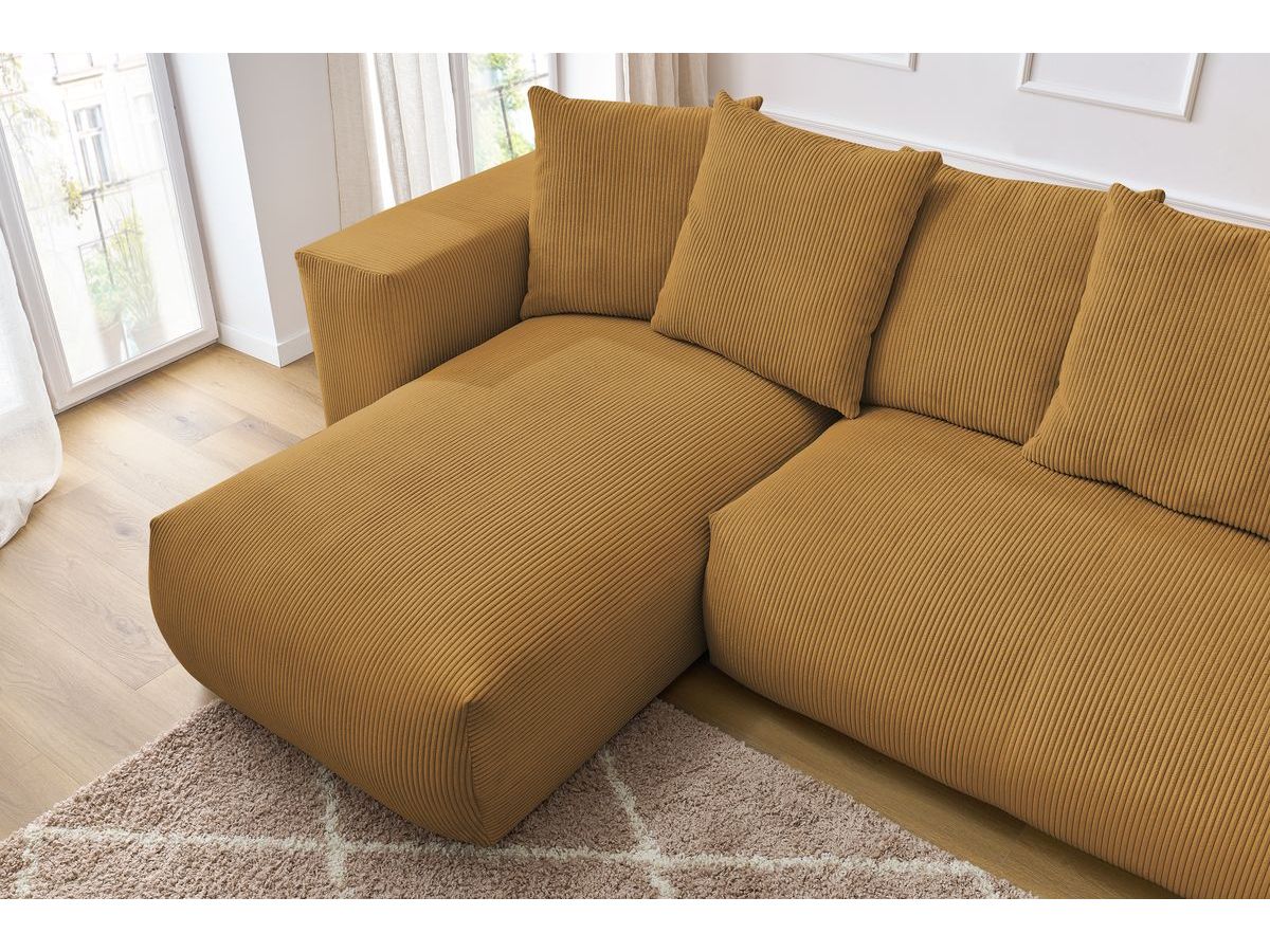 Bobochic Voltaire Wohnlandschaft 356 × 214 cm Cordsamt Gelb Ecke links