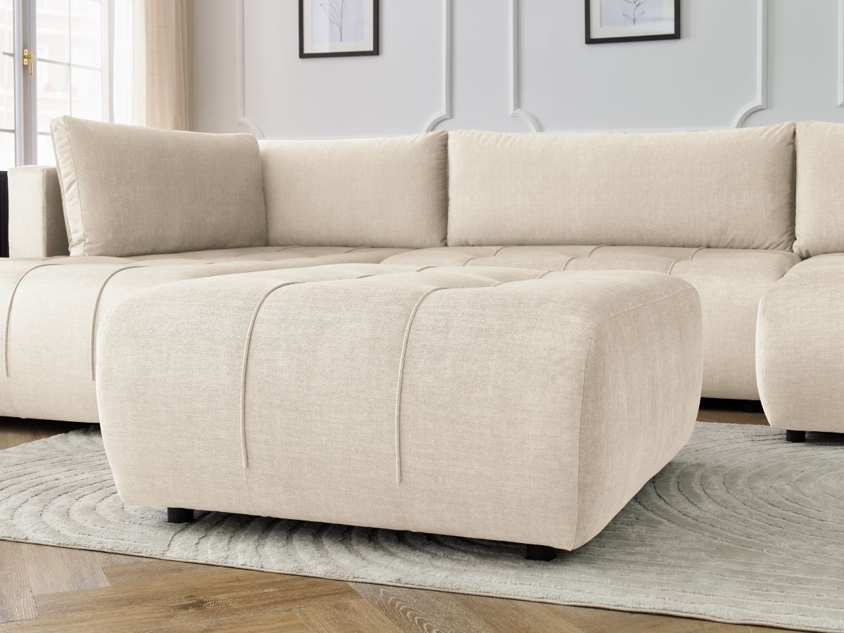 Bobochic Arsene Wohnlandschaft mit Pouf Samt Beige Ecke rechts
