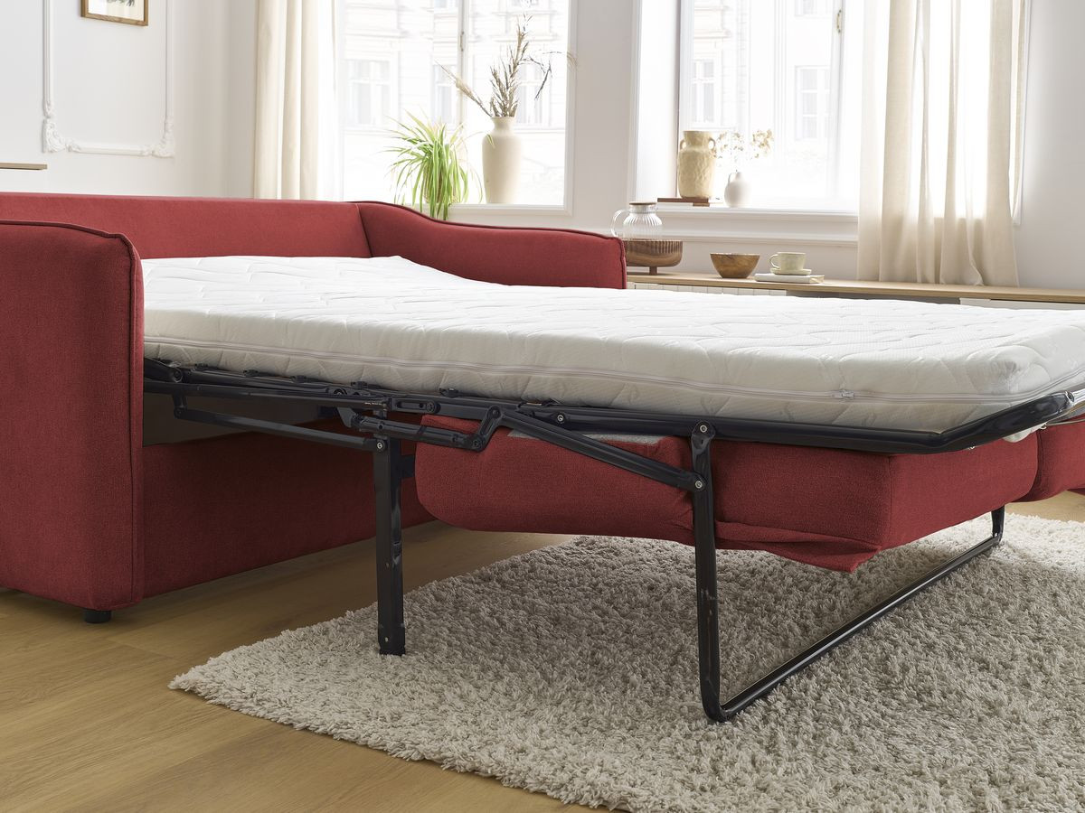 Bobochic Lenny Schlafsofa 3-Sitzer Stoff Rot
