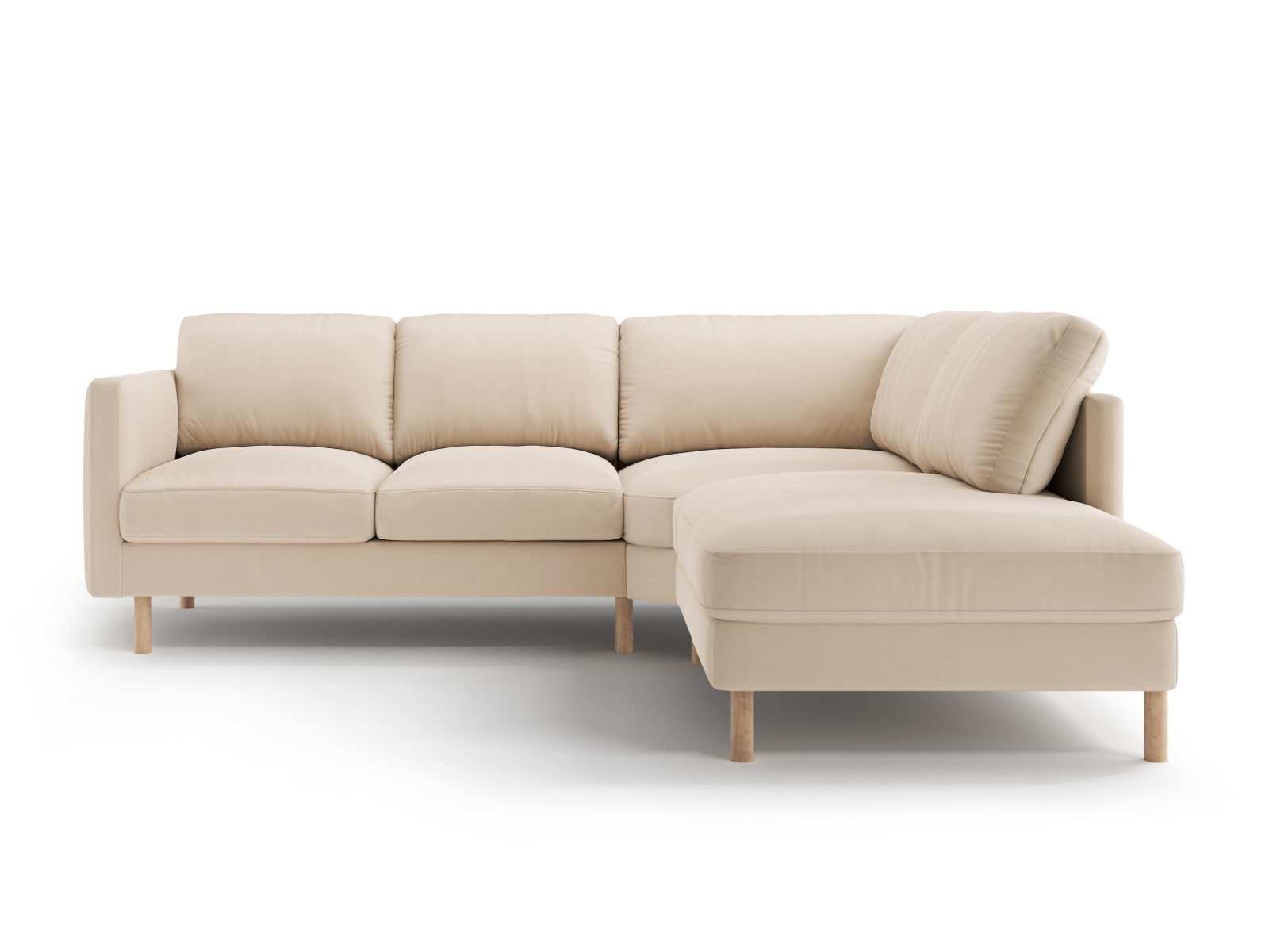 Micadoni Symmetrisches Ecksofa Eden 4-Sitzer Rechts Samt Nude