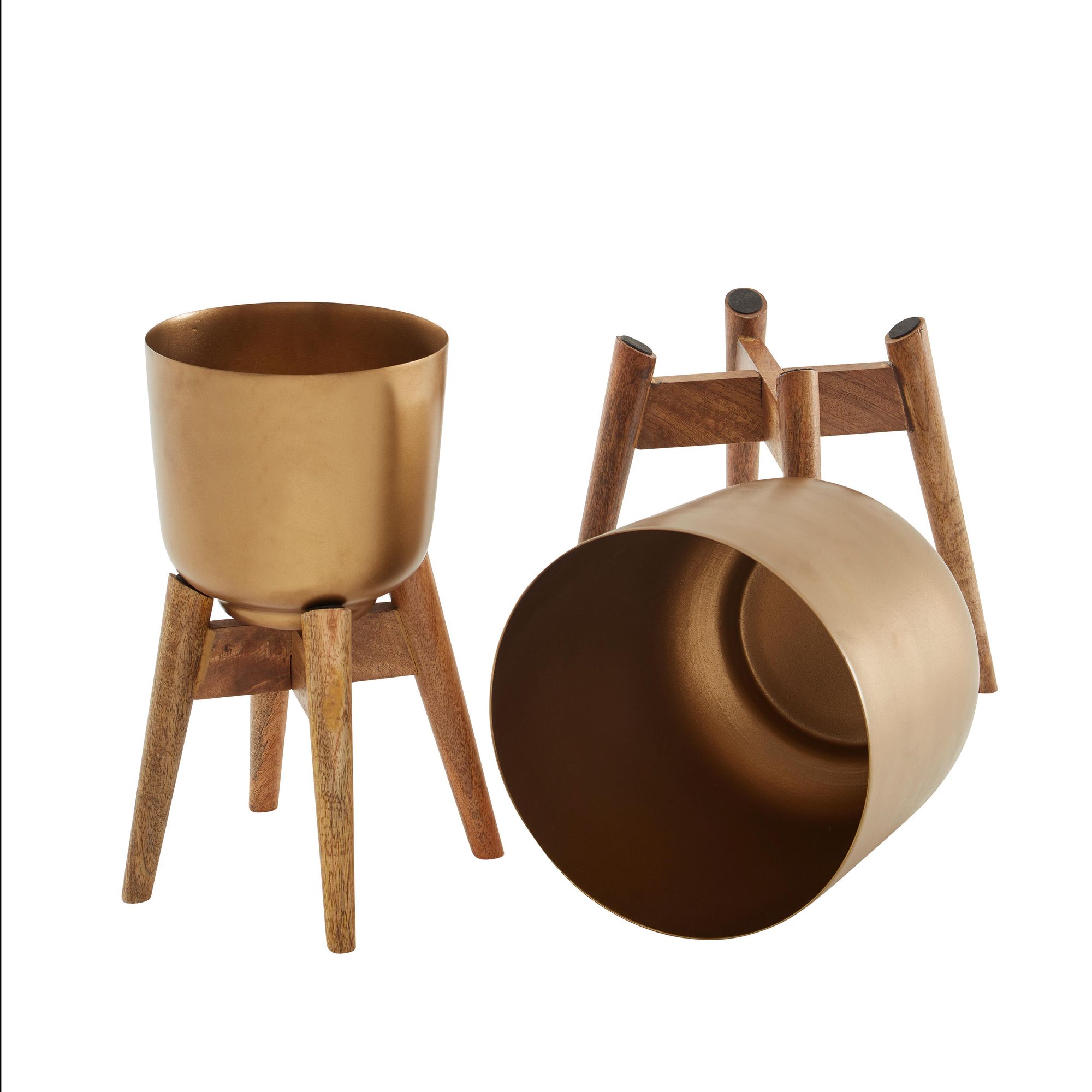 Blumentopf Surtsey Mango Massivholz Gold