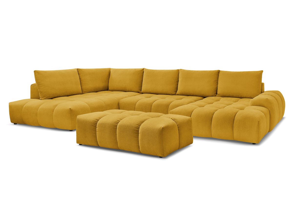 Bobochic Everest Wohnlandschaft mit Pouf, 6 Kissen Strukturstoff Gelb Ecke rechts