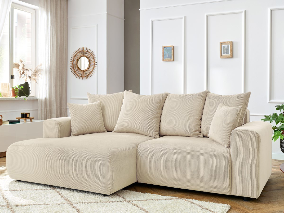 Bobochic Enjoy Ecksofa Cordsamt Beige Ecke links