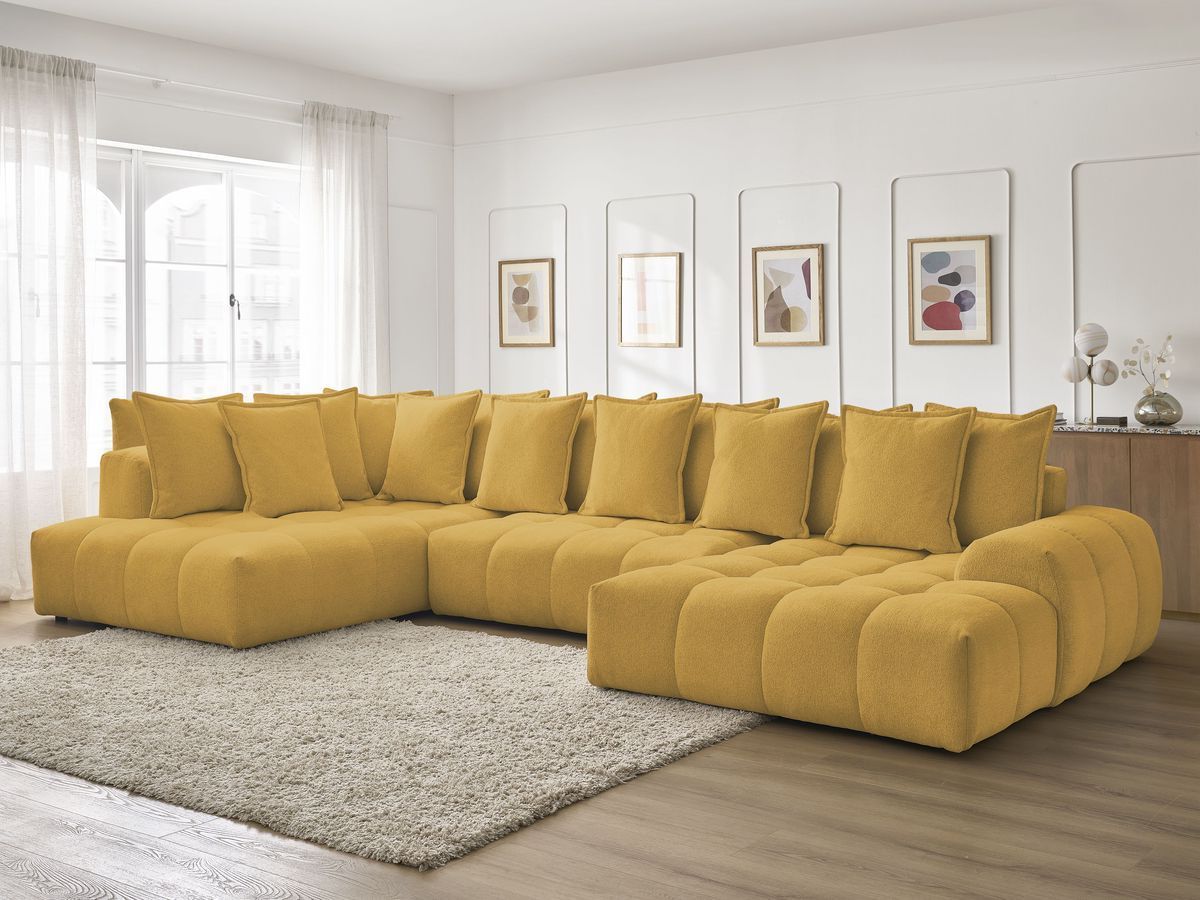 Bobochic Everest Wohnlandschaft, 14 Kissen Melange-Stoff Gelb Ecke rechts