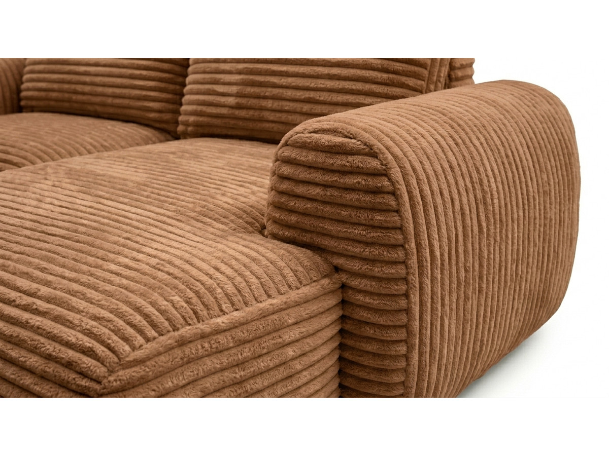 Bobochic Lucien Ecksofa mit Schlaffunktion und Bettkasten Breitcord weich Gelb Ecke rechts
