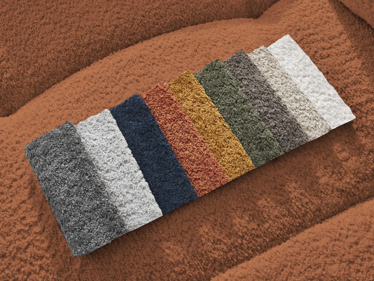 Bobochic Roxelane Ecksofa mit Schlaffunktion und Bettkasten 258 × 150 cm Bouclé-Stoff Orange Ecke links