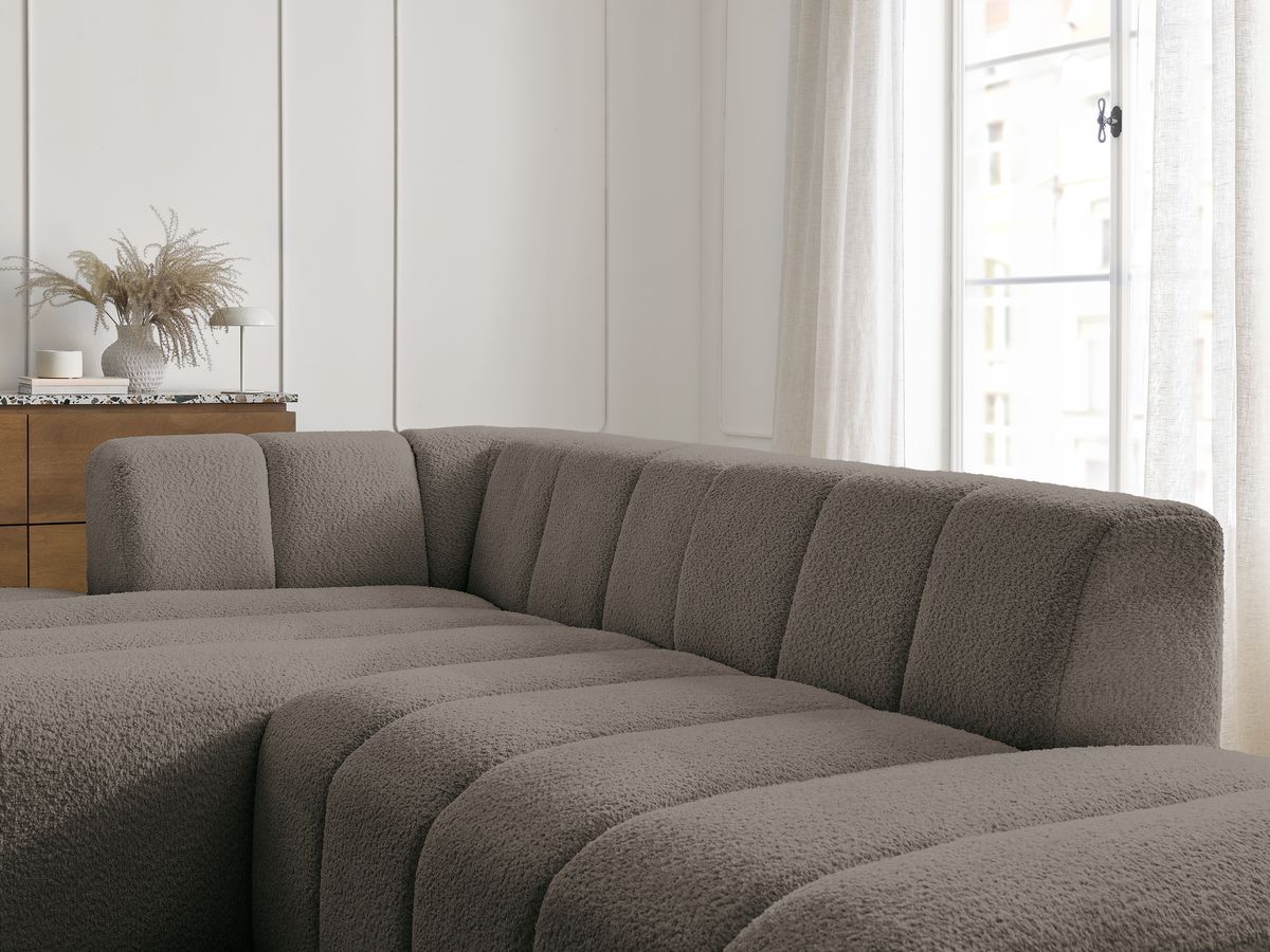 Bobochic Annecy Ecksofa Bouclé-Stoff Braun Ecke links