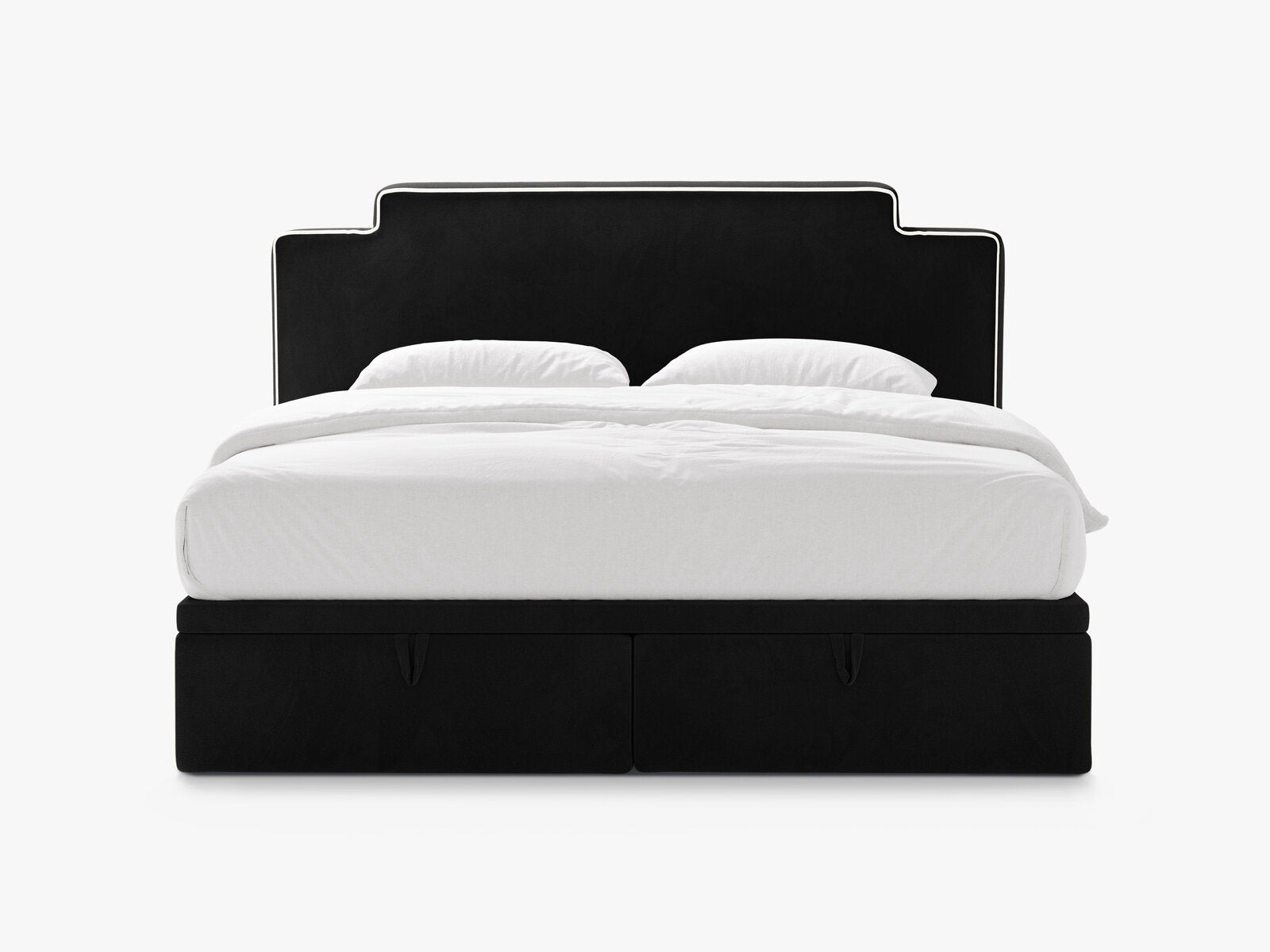 Micadoni Princess Boxspringbett mit Bettkasten und Kopfteil Samt Magic Velvet Elfenbein / Schwarz 140x200