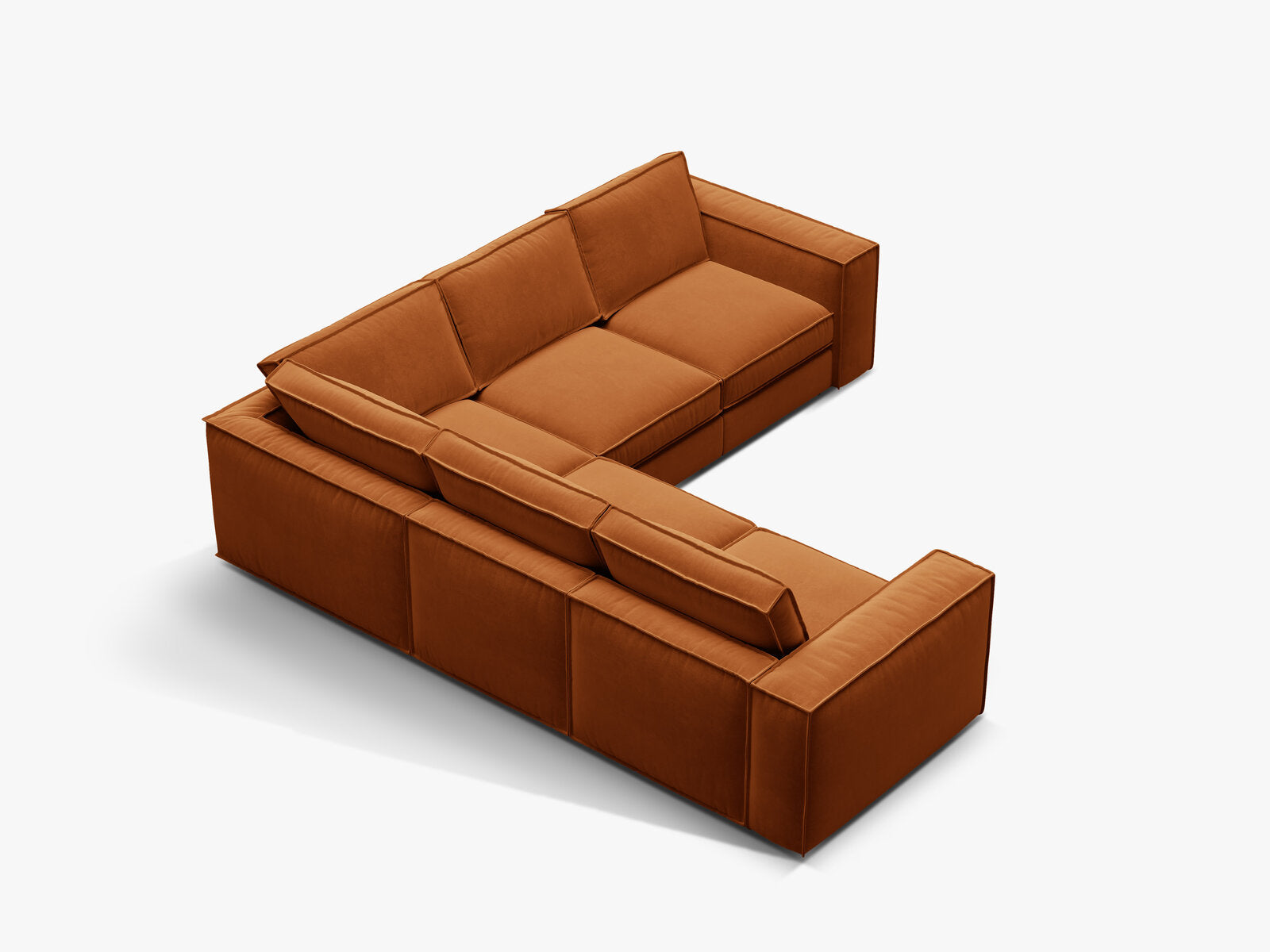 Micadoni symmetrisches modulares Ecksofa Pola 4-Sitzer Terrakotta