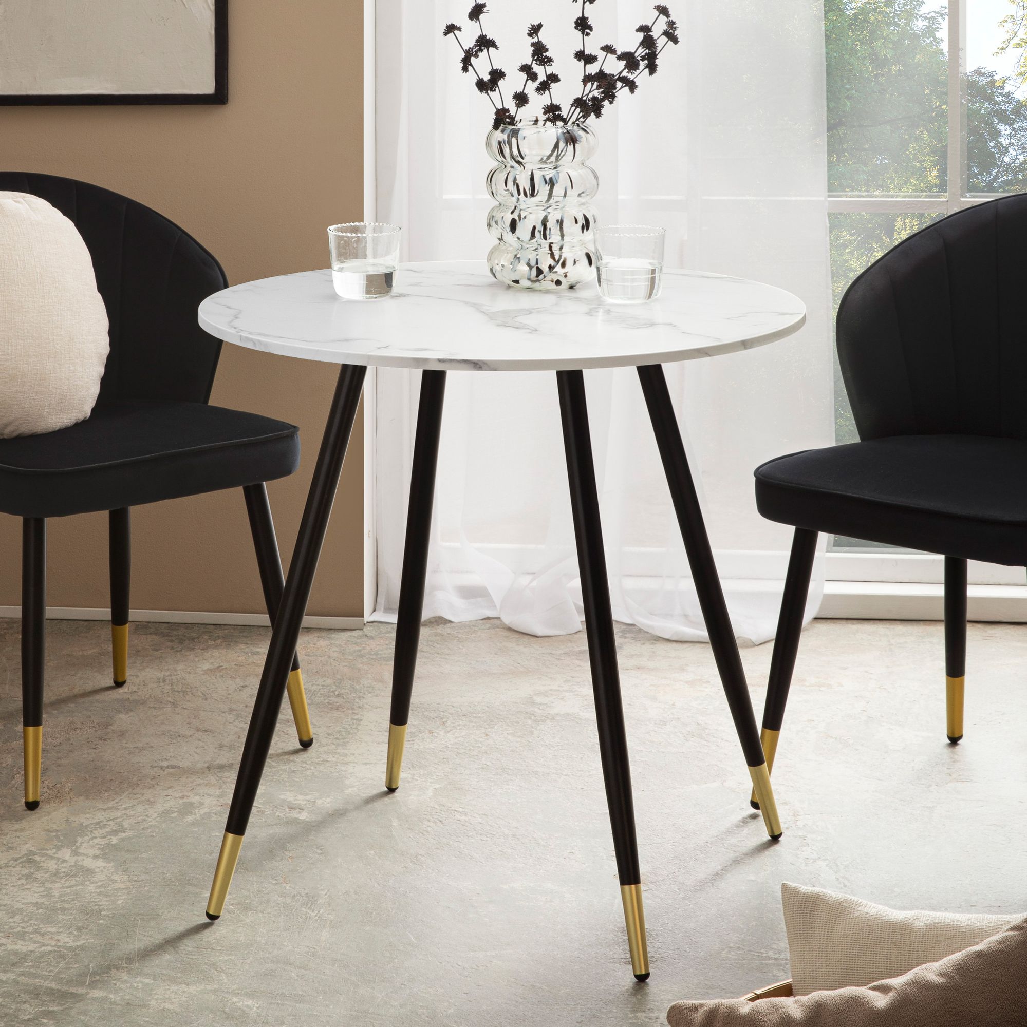 Esstisch Gratangen Marmoroptik Weiß Ø 75 cm
