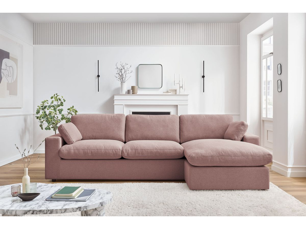 Bobochic Belair Ecksofa 280 × 139 cm Stoff Rosa