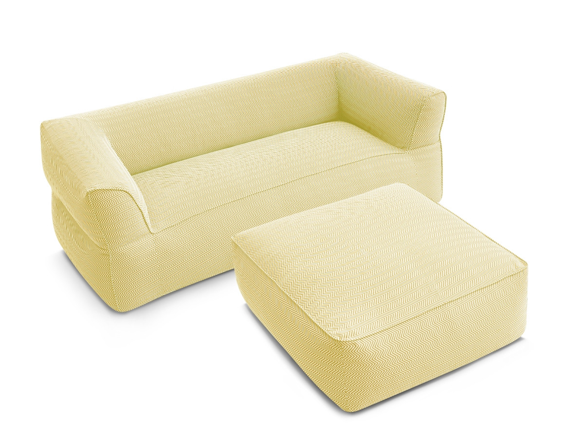 Bobochic Nour Gartensofa 4-Sitzer mit Pouf Stoff Gelb