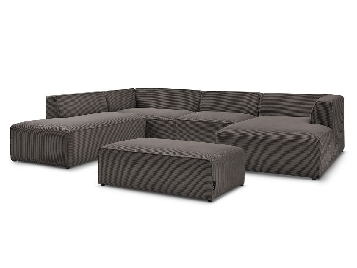 Bobochic Megeve Wohnlandschaft mit Pouf Cordsamt Braun Ecke rechts