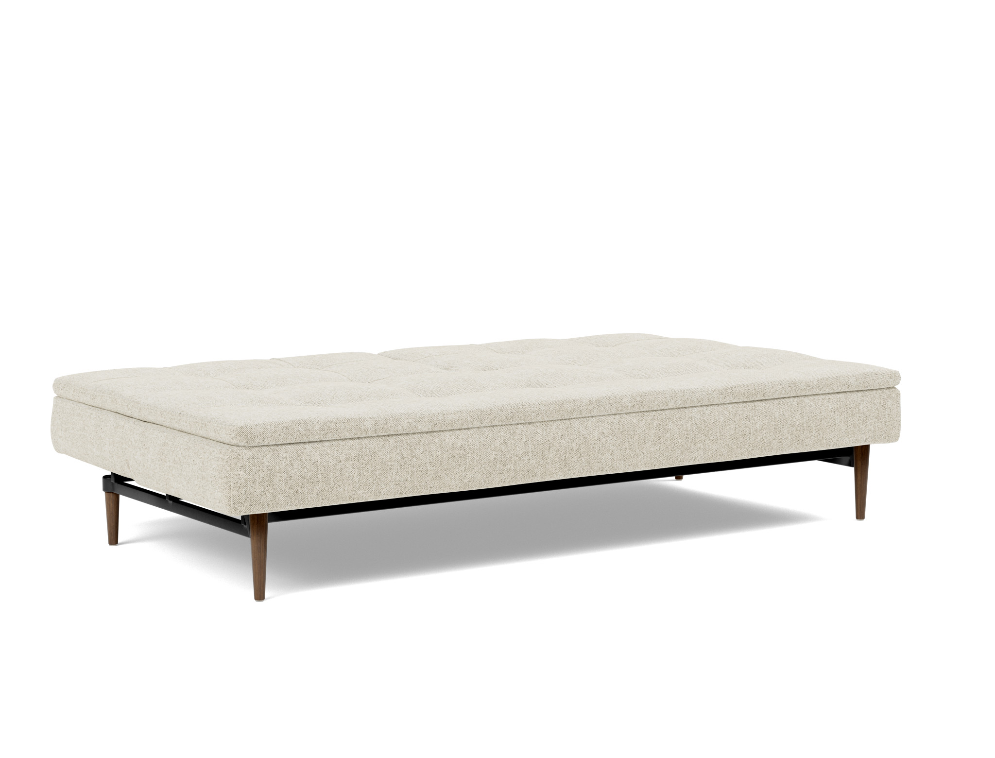 Schlafsofa Dublexo Strukturierter Stoff Taura 357-Off-White Beine Styletto Eiche dunkel