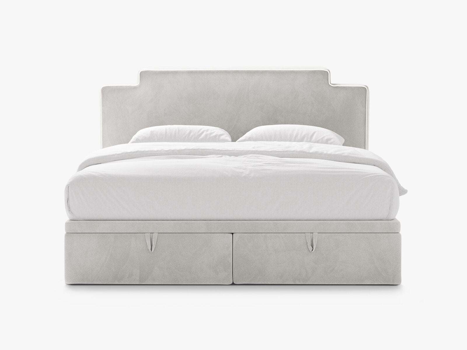 Micadoni Princess Boxspringbett mit Bettkasten und Kopfteil Samt Magic Velvet Elfenbein / Hellgrau 140x200