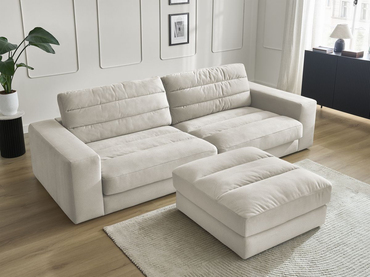 Bobochic Sierra Sofa 4-Sitzer mit Pouf Samt Beige