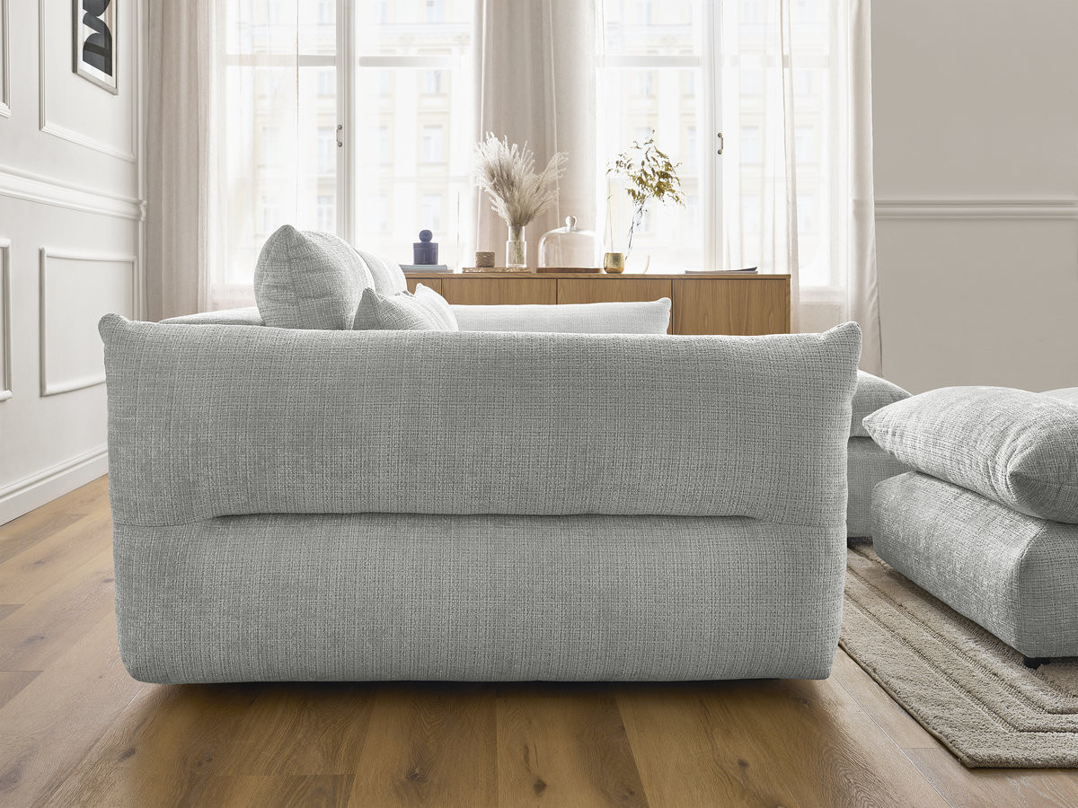 Bobochic Neil Ecksofa mit Pouf Strukturstoff Hellgrau Ecke rechts