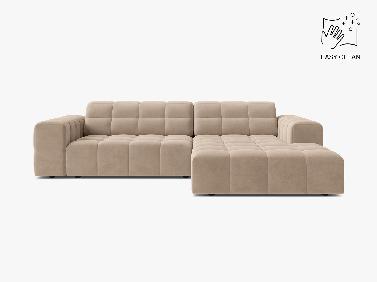 Micadoni Jennifer Ecksofa 4-Sitzer Rechts Samt Venus Beige